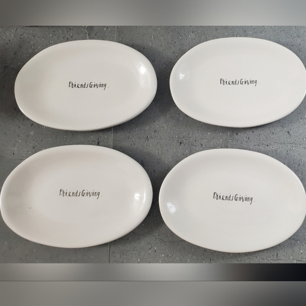 Rae Dunn Friends Giving White Serving Platters Set